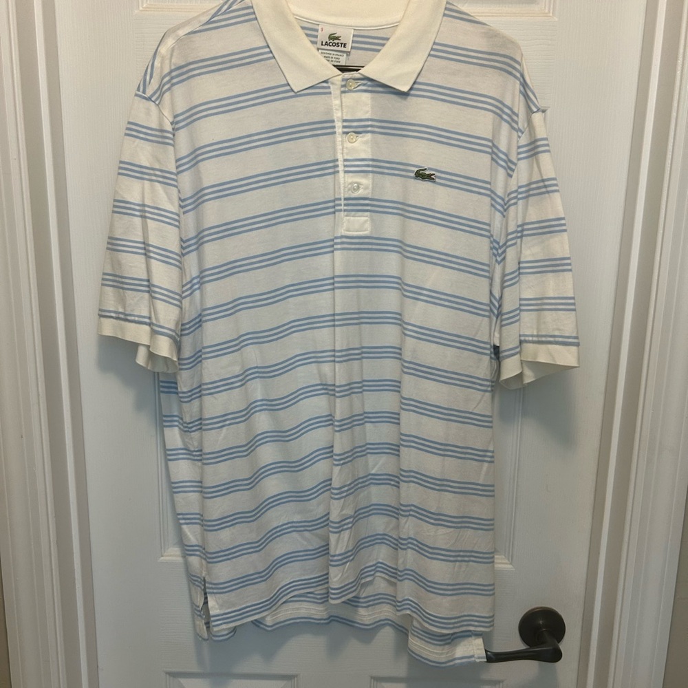 Lacoste White and Light Blue Polo Shirt